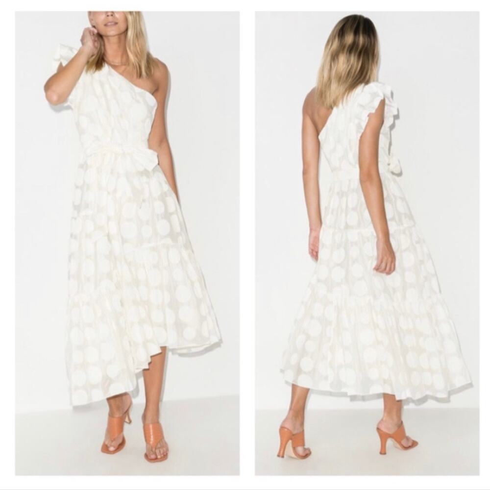 Ulla Johnson Ariane Dress Off White Polka Dot Silk Midi Bridal LWD Party Size 2 - Picture 15 of 16